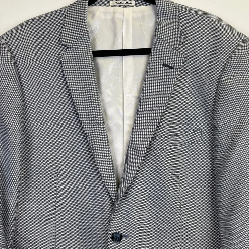 Giovanni Bresciani gray and Blue Blazer with Navy Elbow Patches/ Size 44R